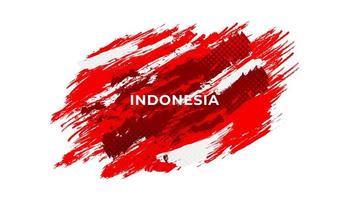 drapeau indonésien avec concept de brosse. bonne fête de l'indépendance indonésienne. drapeau de l'indonésie dans le style grunge vecteur