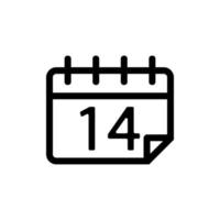 vecteur d'icône de numéro de calendrier 14. illustration de symbole de contour isolé