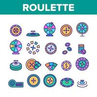 icônes d'éléments de couleur roulette set vector