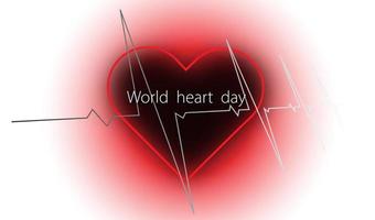 journée mondiale du coeur avec coeur et pouls sur fond blanc, vecteur ou illustration avec concept d'amour santé