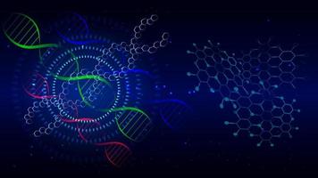 molécules d'adn pour l'interface hi-tec technologie numérique abstraite bleue, illustration vectorielle