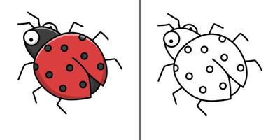 caricature d'icône de coccinelle. livre de coloriage pour enfants vecteur symbole coléoptère