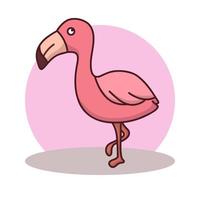 caricature d'icône de flamant rose. oiseau, mascotte, symbole, vecteur