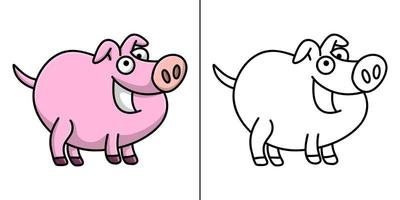 caricature d'icône de cochon. porc symbole vecteur enfants livre de coloriage