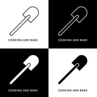 cuisiner et cuire l'icône des ustensiles de cuisine. symbole de vecteur d'ustensile de spatule. logo d'outils de nourriture et de gâteau