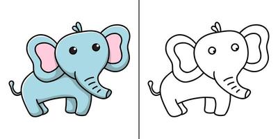 caricature d'icône animal éléphant. mammifère mascotte symbole vecteur enfants livre de coloriage