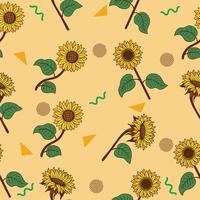 ensemble collection jaune tournesol été vert floral nature plante esthétique dessinés à la main romantique aléatoire coloré illustration jaune doux. vecteur