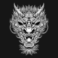 tête de dragon art sombre style d'éclosion dessiné à la main vecteur