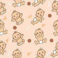 ensemble mignon bébé bébés garçon dessin animé plat avec illustration abstraite de collection d'objets bruns rose lite. vecteur