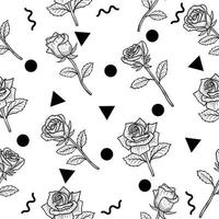 main dessinée noir et blanc fleur leafs naturals isolé dessin au trait botanique noir aléatoire objet noir illustration blanc. vecteur