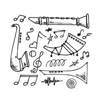 doodle set d'instruments de musique. illustration vectorielle dessinée à la main