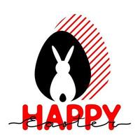 joyeuses Pâques. carte postale avec photo de silhouette de lapin et d'oeufs vecteur