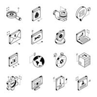 icônes isométriques à la mode des services en ligne vecteur