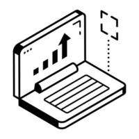 icône isométrique modifiable de croissance des données vecteur