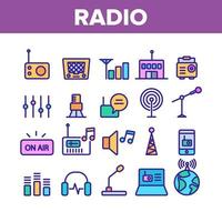 icônes d'éléments de collection de programmes de radio mis en vecteur