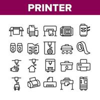 icônes de collection d'équipement d'imprimante définies vecteur