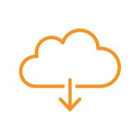 eps10 icône de ligne de téléchargement de nuage vecteur orange isolé sur fond blanc. téléchargement du symbole du plan dans un style moderne simple et plat pour la conception, le logo et l'application mobile de votre site Web