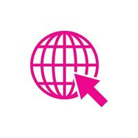 eps10 web vecteur rose ou aller à l'icône web isolé sur fond blanc. symbole du globe dans un style moderne et plat simple pour la conception, le logo, le pictogramme, l'interface utilisateur et l'application mobile de votre site Web