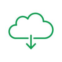 eps10 icône de ligne de téléchargement de nuage vecteur vert isolé sur fond blanc. téléchargement du symbole du plan dans un style moderne simple et plat pour la conception, le logo et l'application mobile de votre site Web