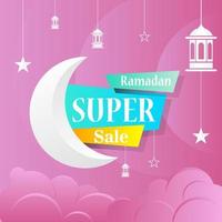 ramadan kareem set vente d'affiches et conception d'étiquette de prix avec une couleur dégradée colorée vecteur