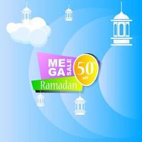 ramadan kareem set vente d'affiches et conception d'étiquette de prix avec une couleur dégradée colorée vecteur