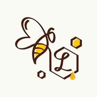 logo initial de l'abeille vecteur