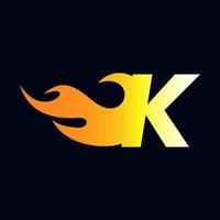 logo initial de la flamme k vecteur