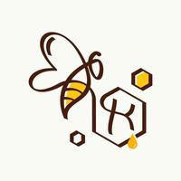 logo initial de l'abeille k vecteur