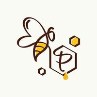 logo initial de l'abeille p vecteur