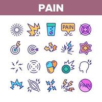 icônes d'éléments de collection médicale douleur set vector