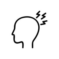 vecteur d'icône de tête de douleur. illustration de symbole de contour isolé