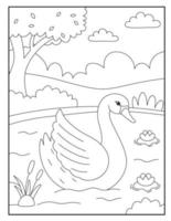 jolis coloriages de cygne pour les enfants vecteur