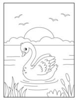 jolis coloriages de cygne pour les enfants vecteur