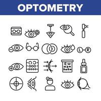 icônes de collecte de santé oculaire optométrie définir vecteur