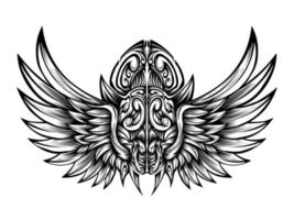 conception de vecteur de tatouage d'ailes d'ange