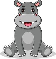 dessin animé mignon bébé hippopotame assis vecteur