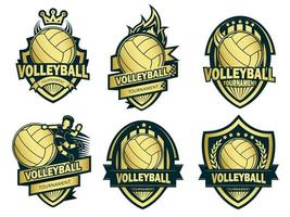 un groupe de jeu de symboles de volley-ball doré vecteur