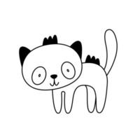 griffonnage mignon chaton effrayé avec de la fourrure debout sur la fin halloween dessin animé chat puéril drôle clipart contour croquis vecteur