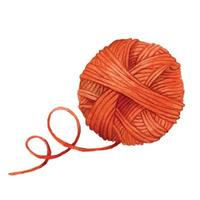 aquarelle dessin pelote de fil isolé sur fond blanc. adorable écheveau de fil de laine à tricoter en rouge. élément de design sur le thème de la main, du travail manuel, du tricot, du crochet. vecteur