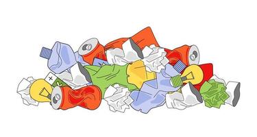 un tas d'ordures. concept d'écologie, recyclage des ordures, élimination des déchets. illustration vectorielle isolée sur fond blanc. vecteur