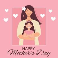 carte de voeux pour la fête des mères, l'anniversaire ou la journée internationale de la femme. femmes avec enfants, famille, personnes. illustration vectorielle plane