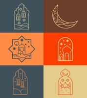 forme islamique géométrique bohème. porte de la mosquée, croissant de lune, lanterne, conception d'éléments abstraits simples pour la décoration. vecteur