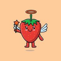 fraise de dessin animé mignon sous forme de fée vecteur