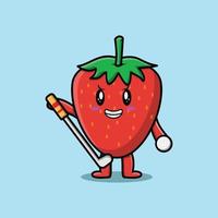 personnage de dessin animé mignon fraise jouant au golf vecteur