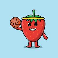 personnage de dessin animé aux fraises jouant au basket vecteur