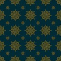 motif d'ornement floral jaune sur fond vert foncé. style de répétition, de ligne et de mandala. convient aux arrière-plans, tissus, papiers peints, textiles et décorations vecteur