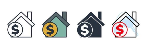 illustration vectorielle du logo de l'icône de prêt immobilier. maison avec modèle de symbole dollar pour la collection de conception graphique et web vecteur