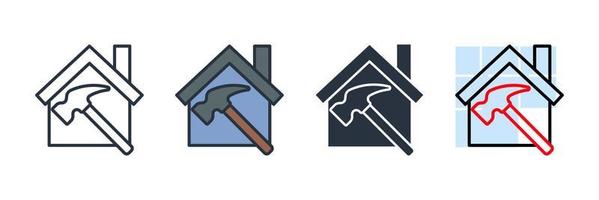 illustration vectorielle de rénovation icône logo. modèle de symbole de réparation à domicile pour la collection de conception graphique et web vecteur