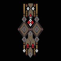 webbeautiful décolleté broderie.motif oriental ethnique géométrique traditionnel sur fond noir.style aztèque,abstrait,vecteur,illustration.design pour la texture,tissu,mode femmes portant,vêtements,pri vecteur