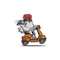 mascotte de livraison de héros de poulet vecteur